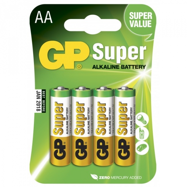 Pila alcalina 4 x AA / LR6 - 1,5V - GP Battery