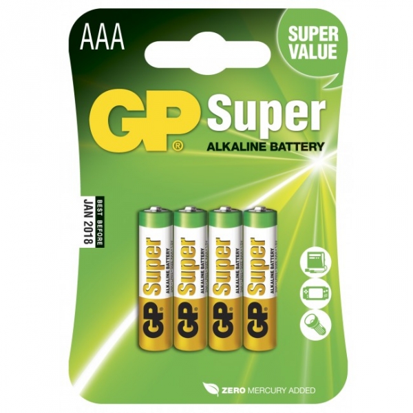 Pila alcalina 4 x AAA / LR03 - 1,5V - GP Battery