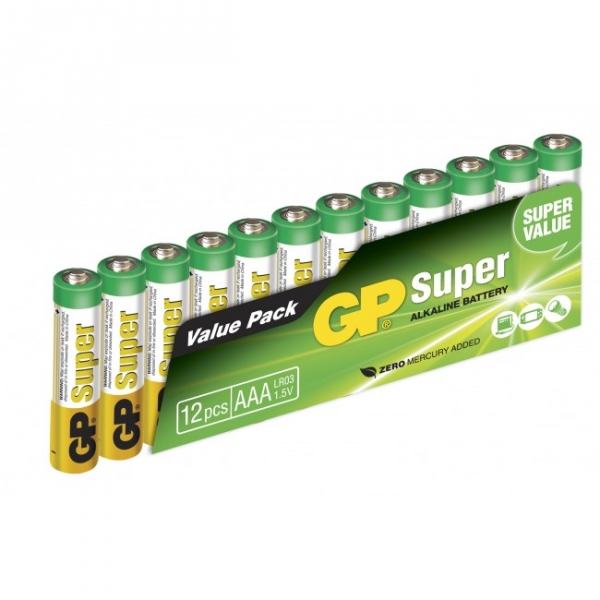 Pilas alcalina 12 x AAA / LR03 SUPER - 1,5V - GP Battery