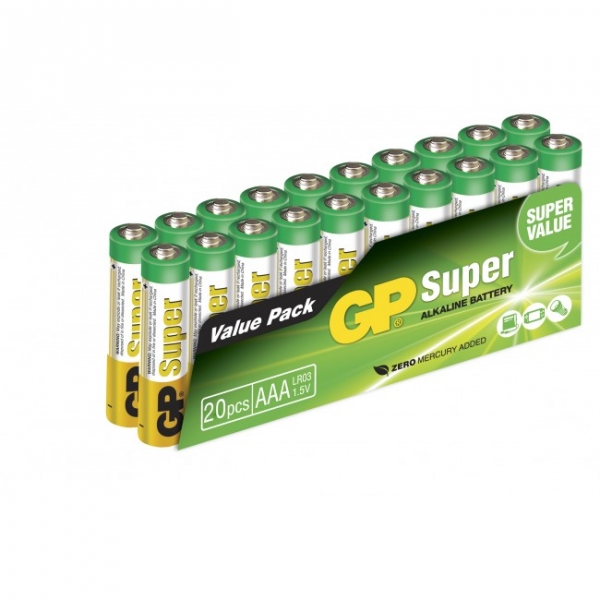 Pilas alcalina 20 x AAA / LR03 SUPER - 1,5V - GP Battery