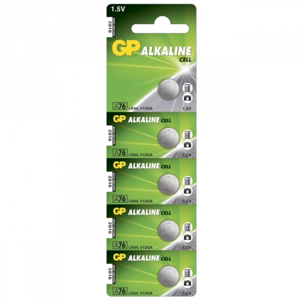 Pila botón alcalina 5 x GP A76 / LR44 / V13GA - 1,5V - GP Battery