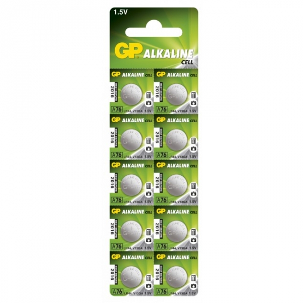 Pila botón alcalina 10 x GP A76 / LR44 / V13GA - 1,5V - GP Battery