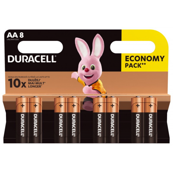 Duracell Duralock Basic C&B LR6 AA x 8 pilas alcalinas