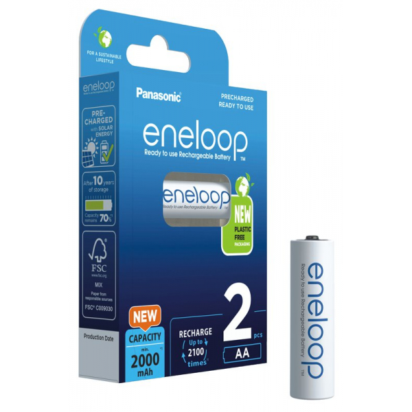 Panasonic Eneloop R6 AA 2000mAh x 2 pilas recargables (blister)