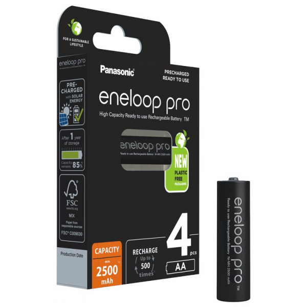 Panasonic Eneloop PRO NEW R6 AA 2500mAh x 4 pilas recargables (blister)
