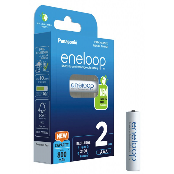 Panasonic Eneloop R03 / AAA 800mAh x 2 pilas recargables (blister)