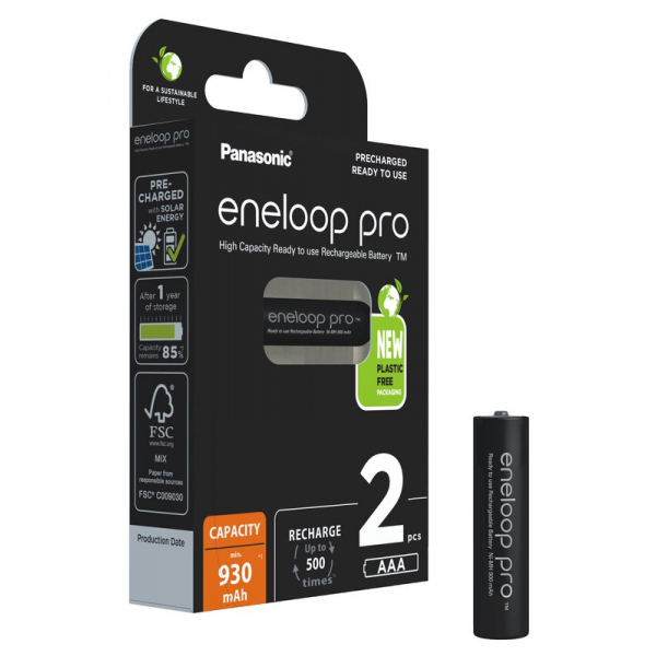 Panasonic Eneloop PRO NEW Ni-MH 930mAh R03/AAA x 2 pilas recargables (blister)