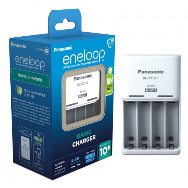 Cargador de pilas recargables Panasonic Eneloop BQ-CC51 NI-MH