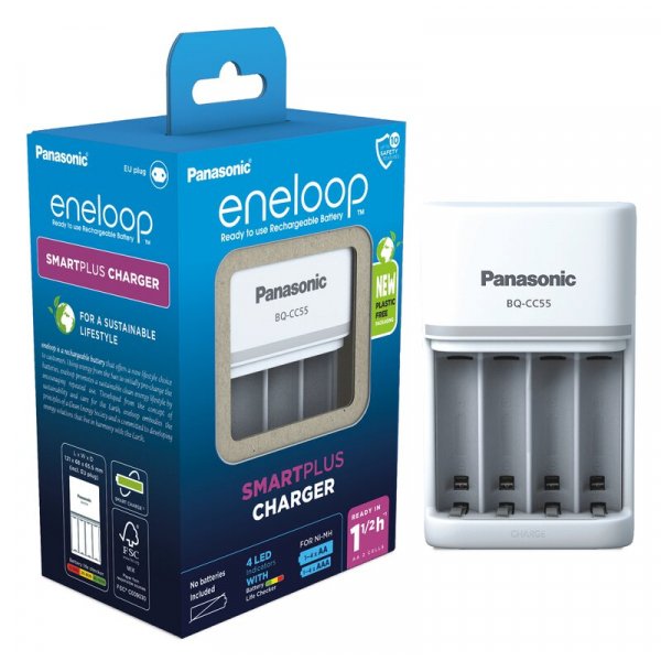 Cargador de pilas recargables Panasonic Eneloop BQ-CC55 NI-MH EKO