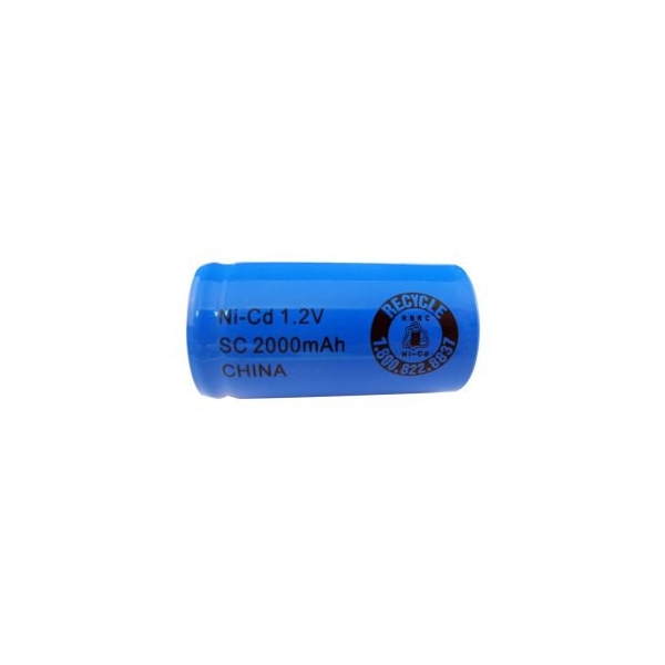 Pila NiCD Sub C 2000 mAh Cabeza plana - 1,2V - Evergreen