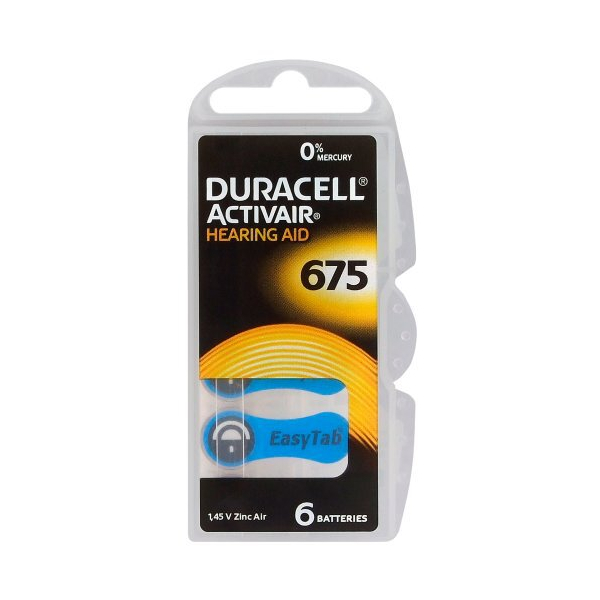 Duracell ActivAir 675 MF para audífonos x 6 pilas