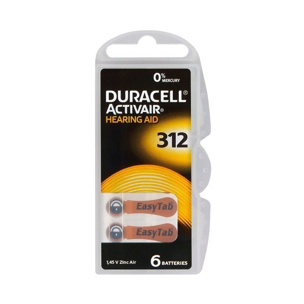 Duracell ActivAir 312 MF para audífonos x 6 pilas