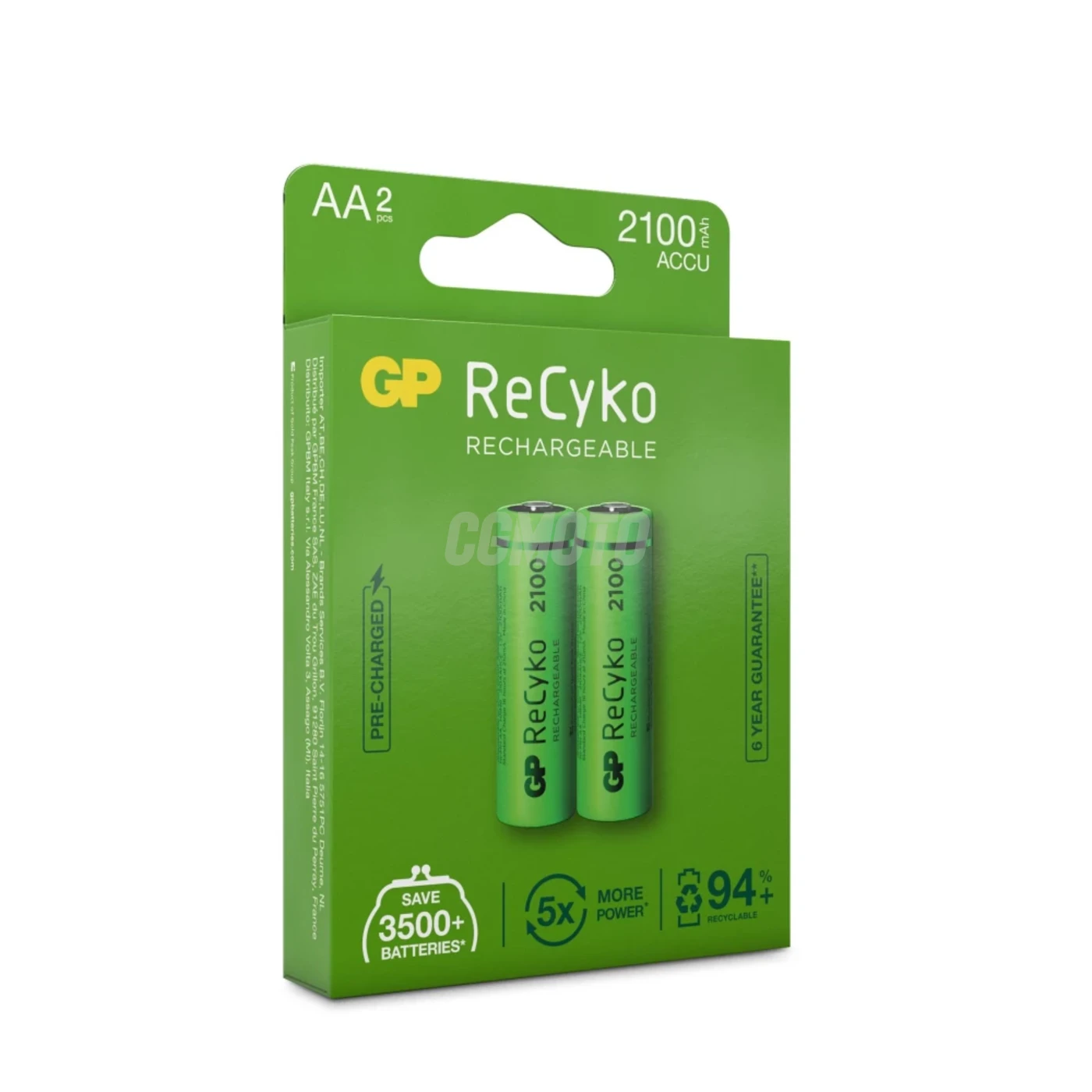 2 pilas recargables NIMH AA 1,2 V Recyko 2100 mAh