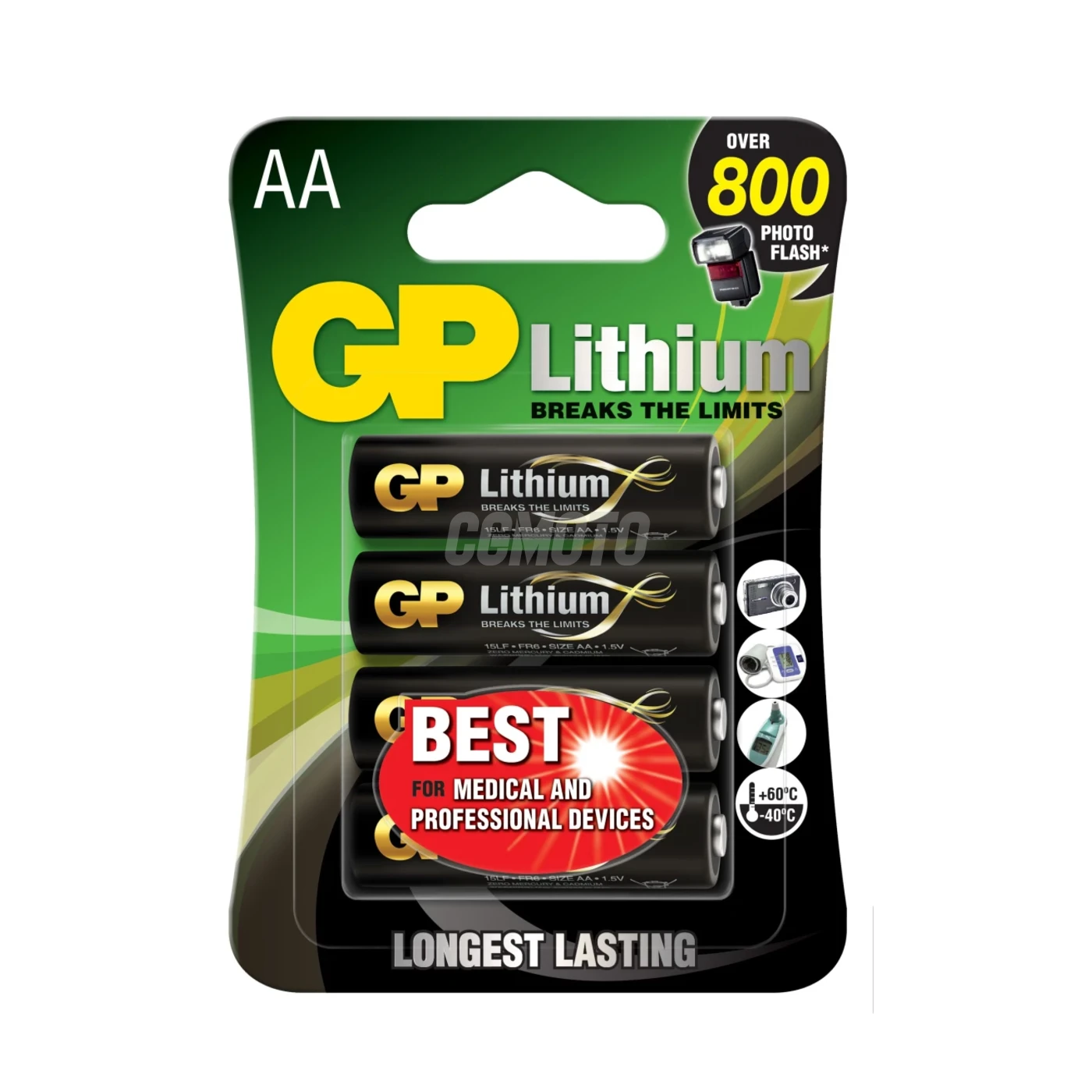 4 pilas de litio AA 1,5 V 4 pilas de litio AA 1,5 V