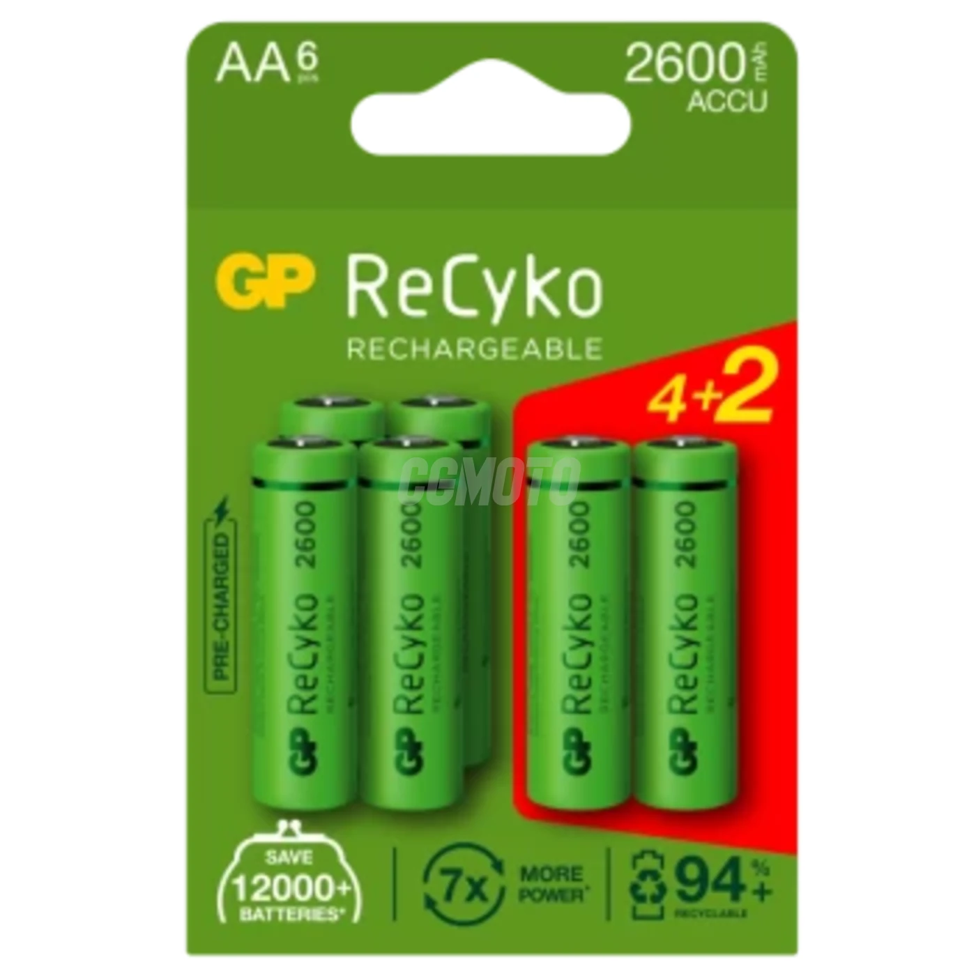 Blister de 6 pilas recargable Recyko+ AA 2600mAh Blister de 6 pilas recargable Recyko+ AA 2600mAh