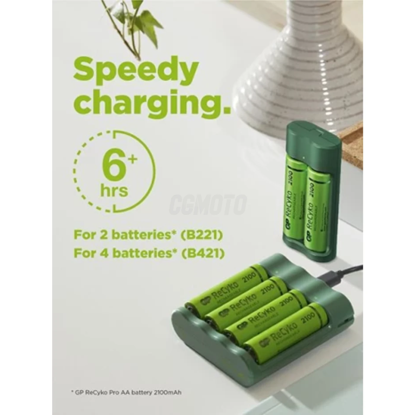 Cargador 6 horas GP B421 (USB) + 4 pilas NiMH AAA 850 mAh