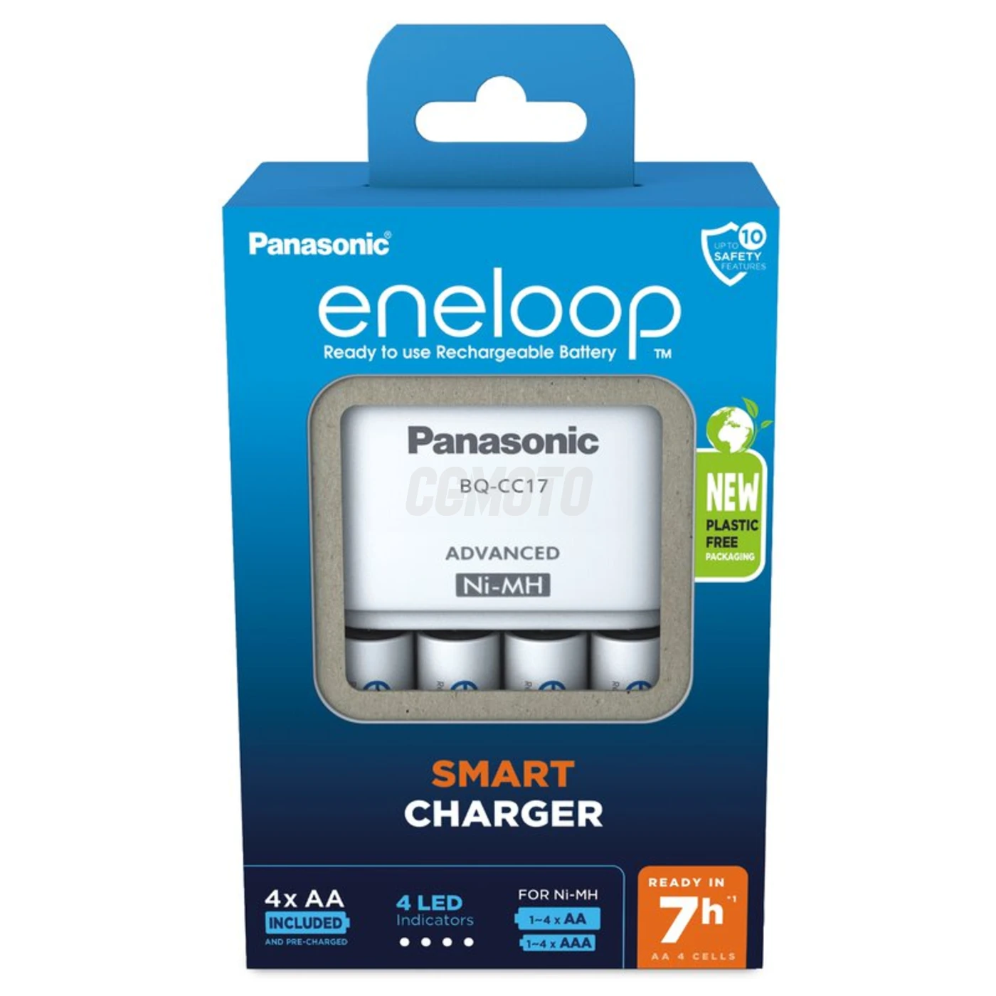 Cargador de pilas recargables Panasonic Eneloop BQ-CC17 NI-MH + 4 pilas recargables LR6/AA Eneloop 2000mAh Cargador de pilas recargables Panasonic Eneloop BQ-CC17 NI-MH + 4 pilas recargables LR6/AA Eneloop 2000mAh