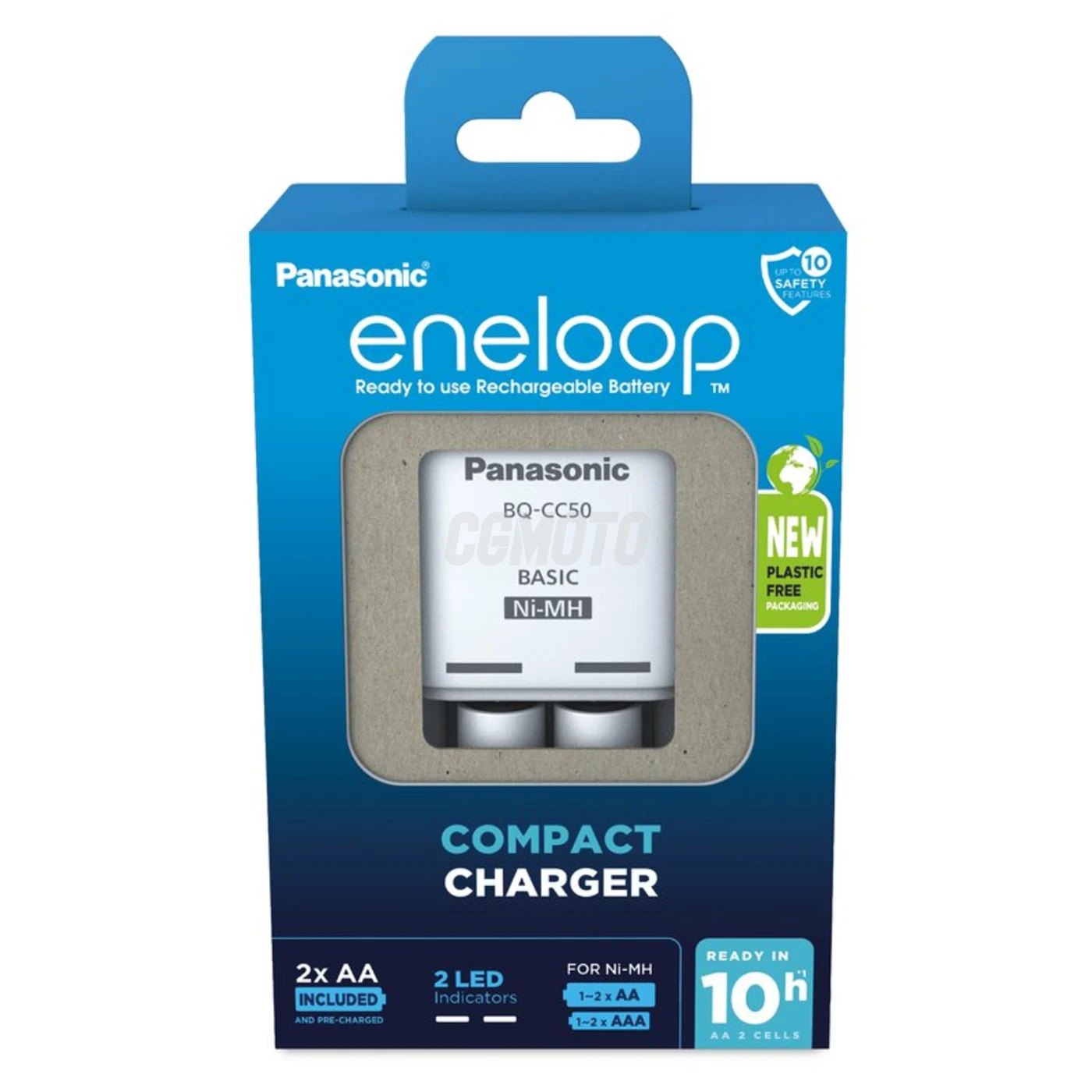 Cargador de pilas recargables Panasonic Eneloop BQ-CC50 NI-MH + 2 pilas R6/AA 2000mAh Cargador de pilas recargables Panasonic Eneloop BQ-CC50 NI-MH + 2 pilas R6/AA 2000mAh