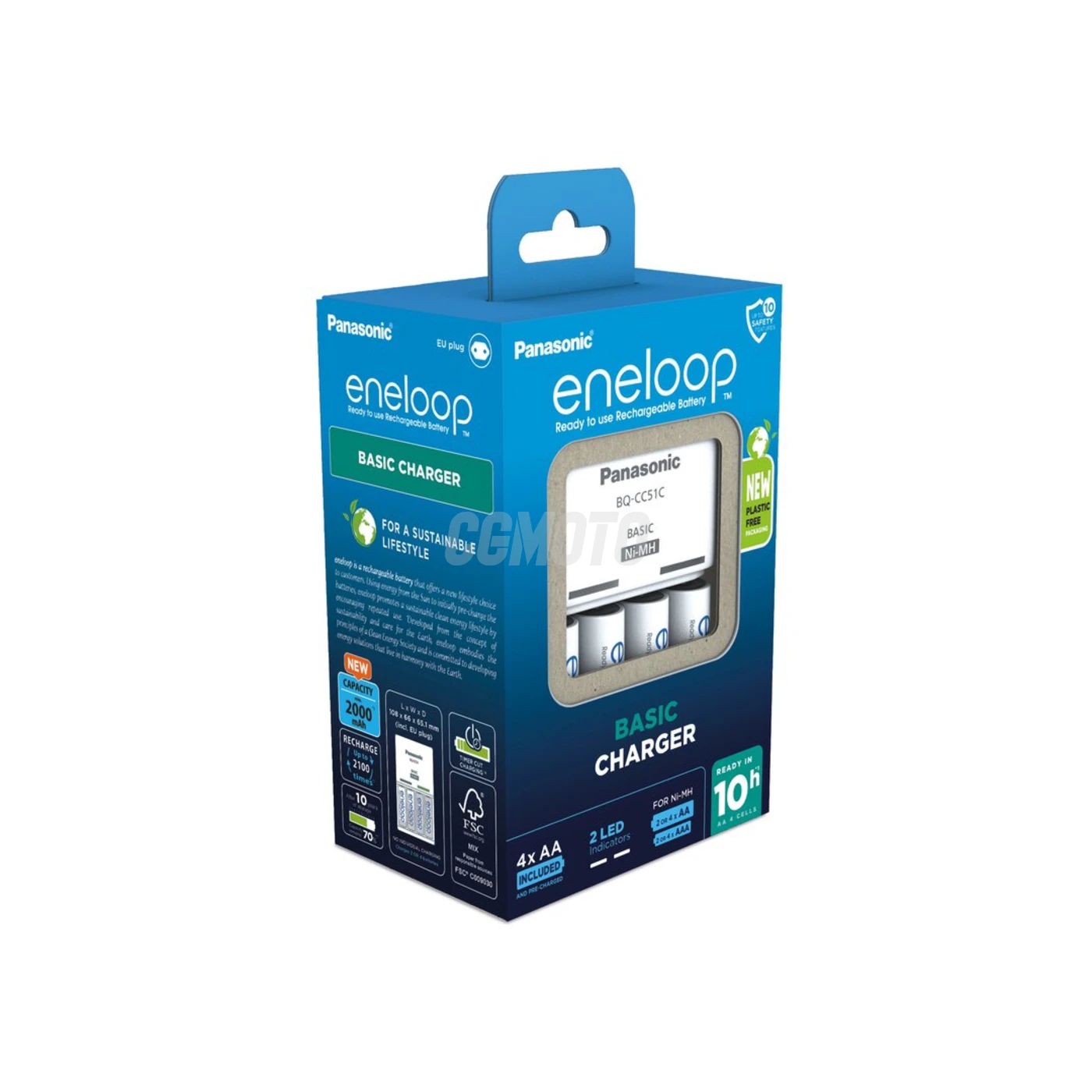 Cargador de pilas recargables Panasonic Eneloop BQ-CC51 NI-MH + 4 pilas recargables LR6/AA Eneloop 2000mAh