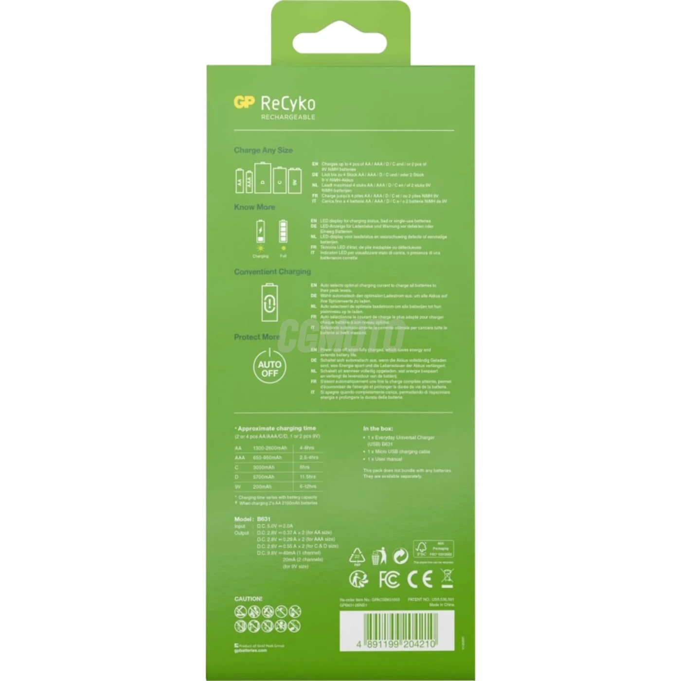 Cargador universal GP B631 Recharge : AA / AAA / C / D / 9V NiMH - pilas no incluidas Cargador universal GP B631 Recharge : AA / AAA / C / D / 9V NiMH - pilas no incluidas