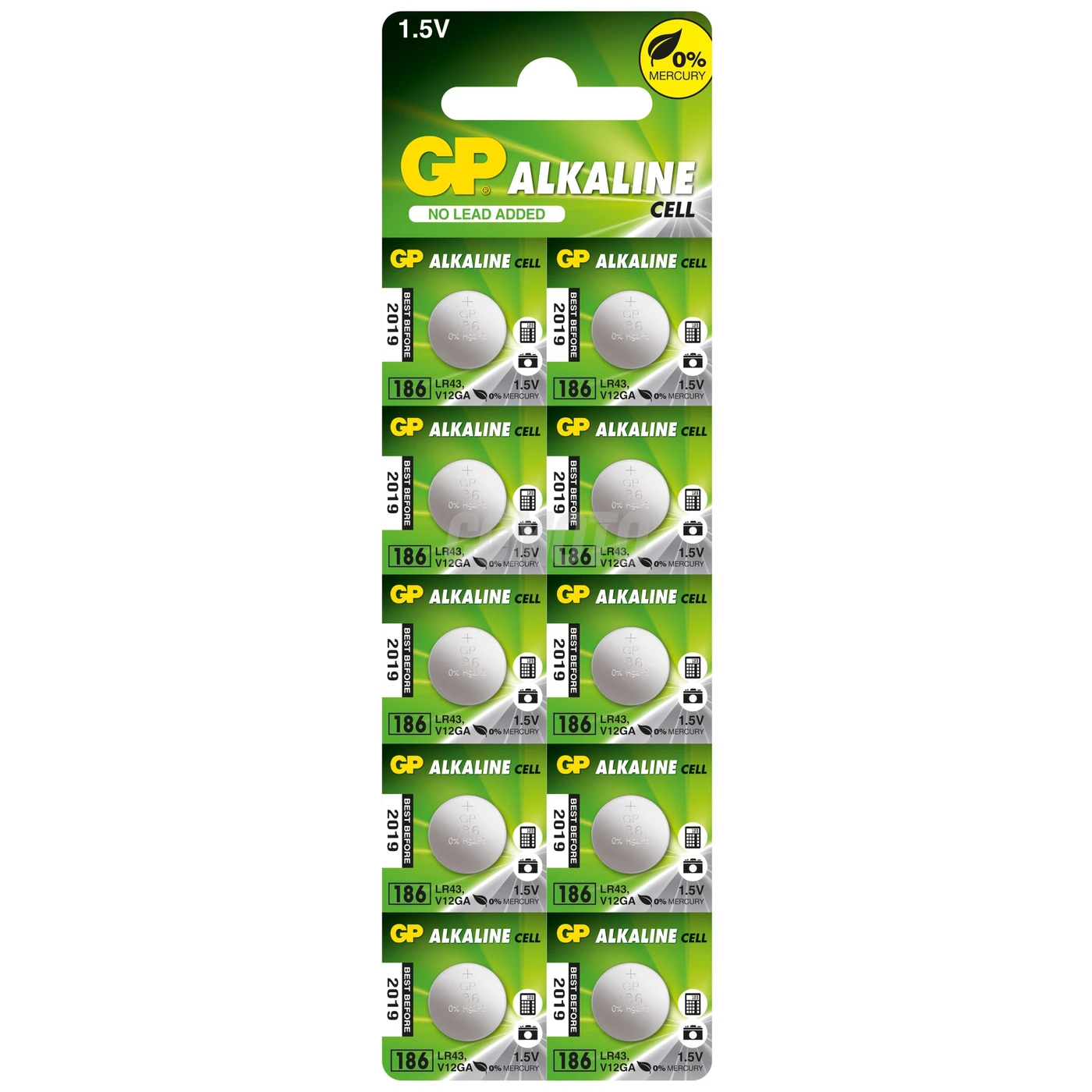 Pila botón alcalina 10 x GP 186 / LR43 / V12GA - 1,5V - GP Battery Pila botón alcalina 10 x GP 186 / LR43 / V12GA - 1,5V - GP Battery