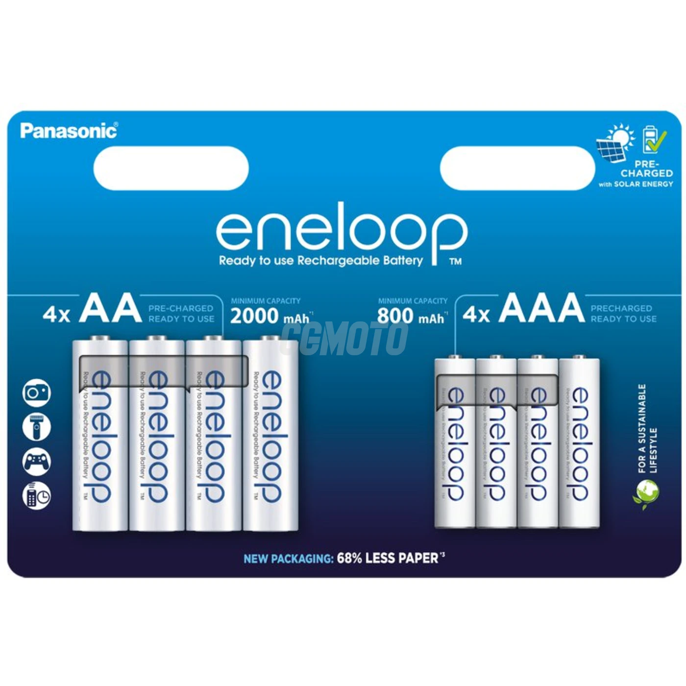 Pilas recargables MIX 4 x R6/AA + 4 x R03/AAA Panasonic Eneloop (blister)