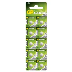 Pila botón alcalina 10 x GP 192 / LR41 / V3GA / - 1,5V - GP Battery Pila botón alcalina 10 x GP 192 / LR41 / V3GA / - 1,5V - GP Battery