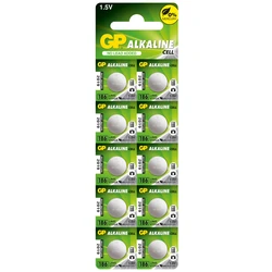 Pila botón alcalina 10 x GP 186 / LR43 / V12GA - 1,5V - GP Battery