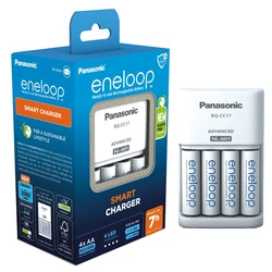 Cargador de pilas recargables Panasonic Eneloop BQ-CC17 NI-MH + 4 pilas recargables LR6/AA Eneloop 2000mAh Cargador de pilas recargables Panasonic Eneloop BQ-CC17 NI-MH + 4 pilas recargables LR6/AA Eneloop 2000mAh